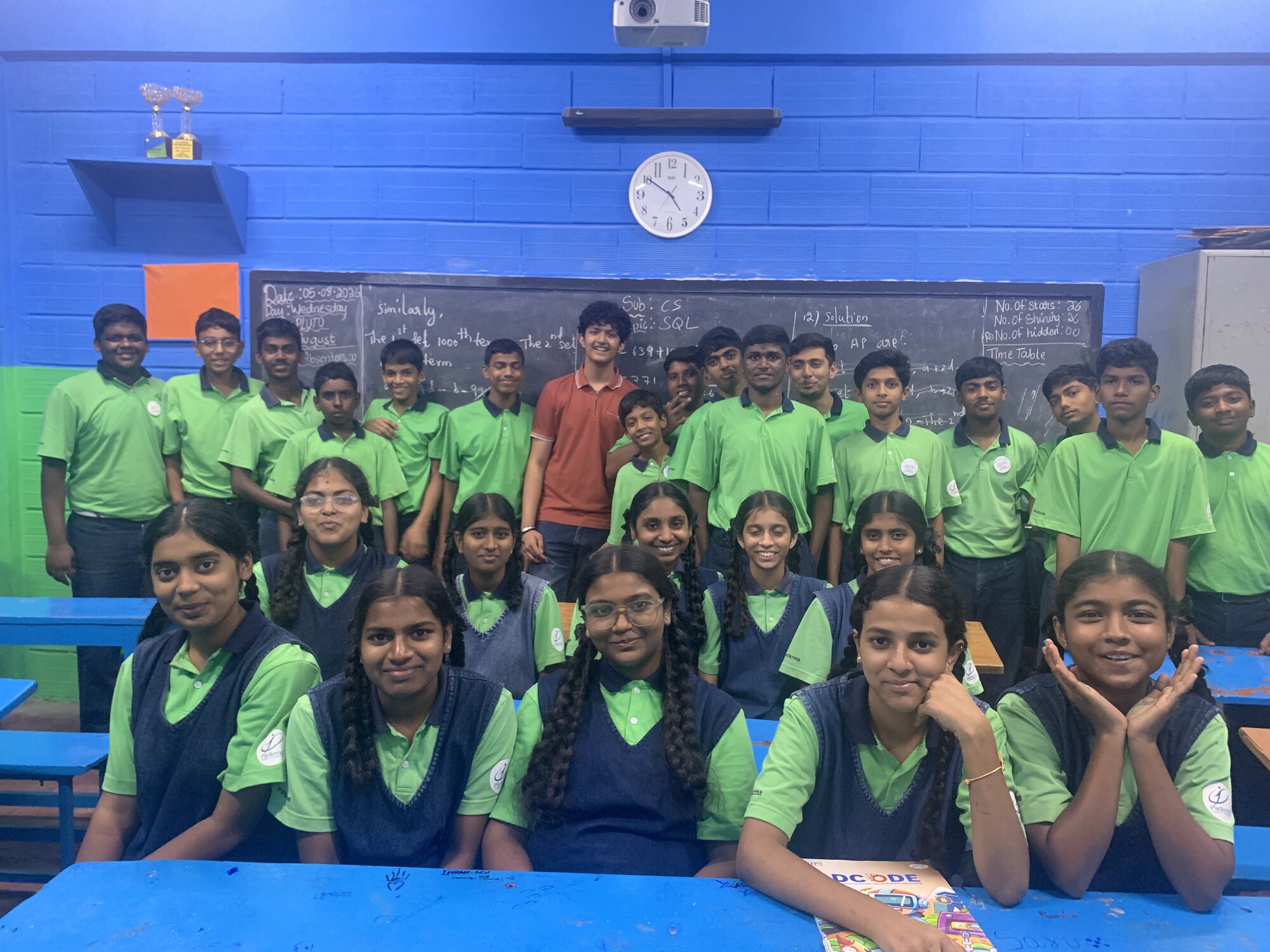 A Parikrma class and WIEMO facilitators posing in their classroom